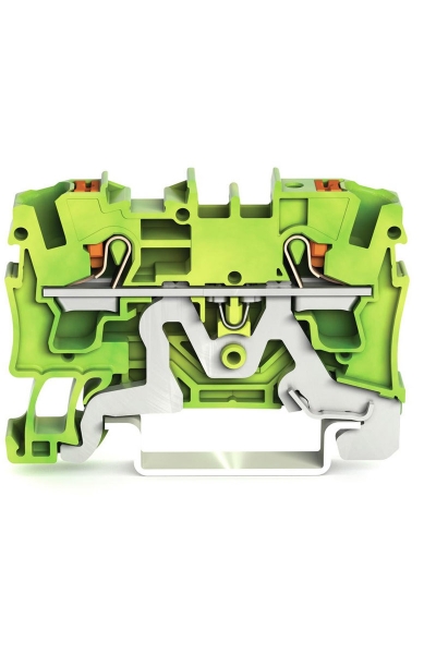 Wago - Wago 2204-1207 50 Adet 6mm2 Sarı Yeşil 2 İletkenli Basma Butonlu Topraklama Klemensi