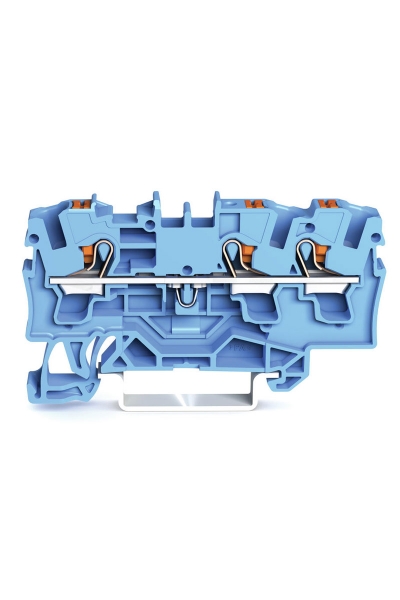 Wago - Wago 2204-1304 50 Adet 6mm2 Mavi 3 iletkenli Basma Butonlu Klemens
