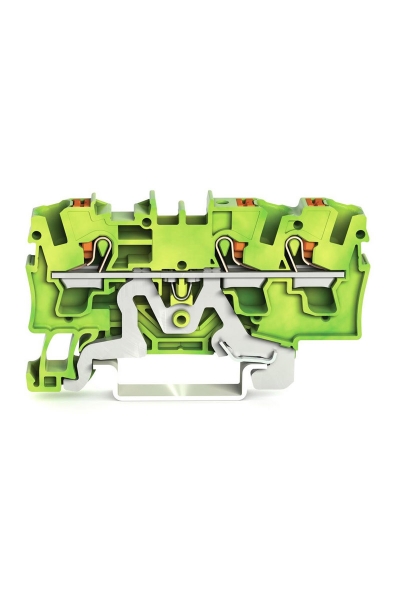 Wago - Wago 2204-1307 50 Adet 6mm2 Sarı Yeşil 3 iletkenli Basma Butonlu Topraklama Klemensi