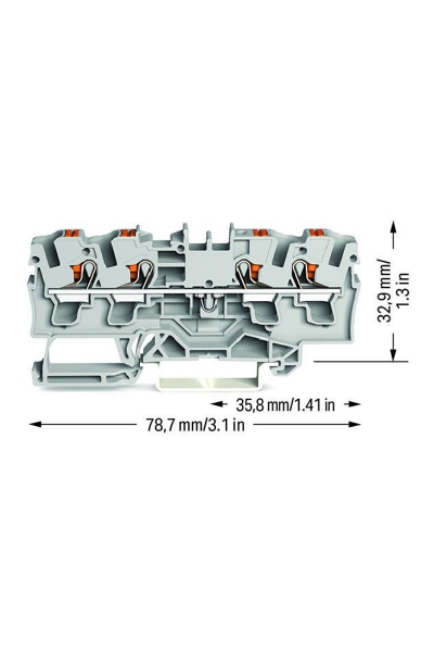 Wago 2204-1401 50 Adet 6mm2 Gri 4 iletkenli Basma Butonlu Klemens - Thumbnail