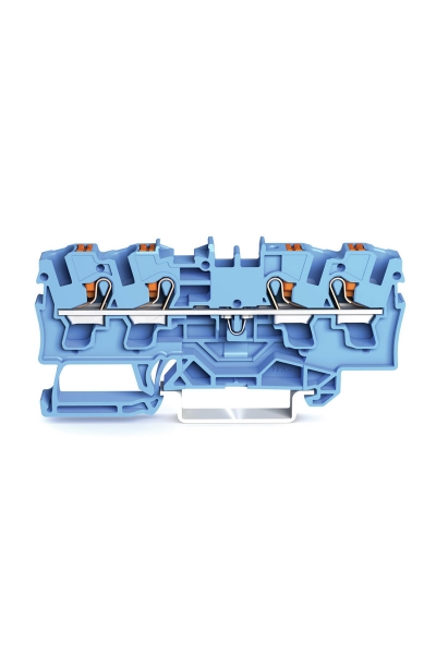 Wago - Wago 2204-1404 50 Adet 6mm2 Mavi 4 iletkenli Basma Butonlu Klemens