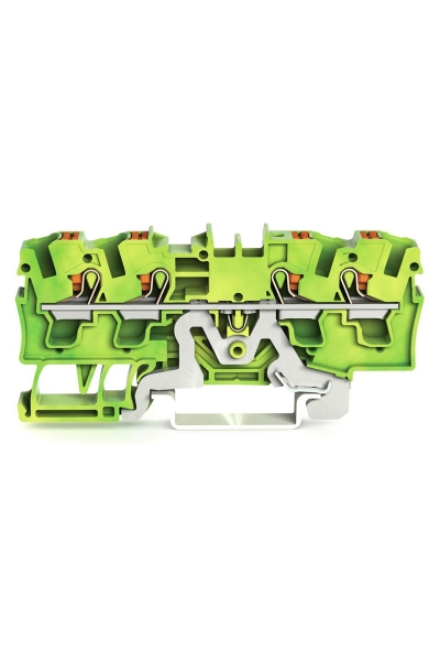 Wago - Wago 2204-1407 50 Adet 6mm2 Sarı Yeşil 4 iletkenli Basma Butonlu Topraklama Klemensi