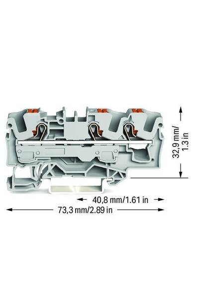 Wago 2206-1301 25 Adet 10mm2 Gri 3 iletkenli Basma Butonlu Klemens - Thumbnail