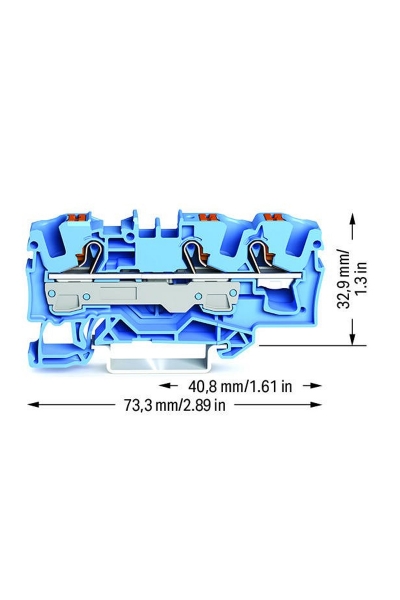 Wago 2206-1304 25 Adet 10mm2 Mavi 3 iletkenli Basma Butonlu Klemens - Thumbnail