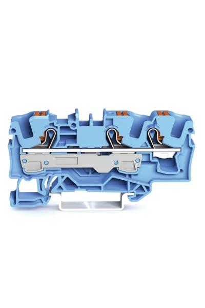 Wago - Wago 2206-1304 25 Adet 10mm2 Mavi 3 iletkenli Basma Butonlu Klemens