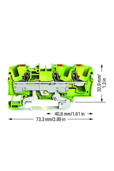 Wago 2206-1307 25 Adet 10mm2 Sarı Yeşil 3 iletkenli Basma Butonlu Topraklama Klemensi - Thumbnail