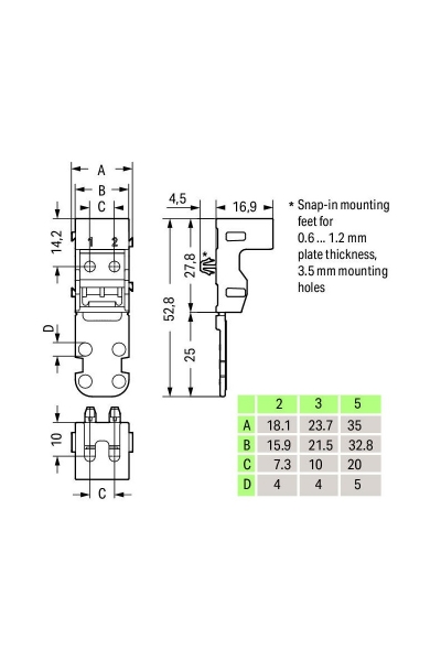 Wago 221-513 10 Adet Beyaz 3 İletkenli Konnektör Taşıyıcı Modül - Thumbnail