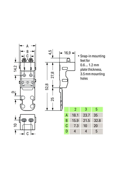 Wago 221-523/000-004 10 Adet Siyah 3 İletkenli Konnektör Taşıyıcı Modül - Thumbnail