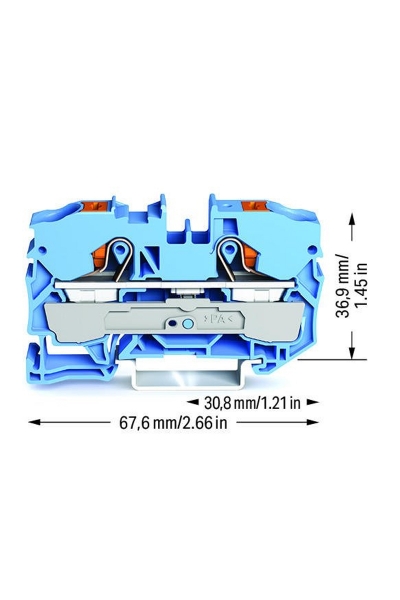 Wago 2210-1204 25 Adet 16mm2 Mavi 2 İletkenli Basma Butonlu Ray Klemens - Thumbnail
