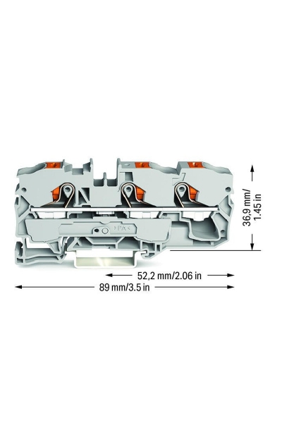 Wago 2210-1301 25 Adet 16mm2 Gri 3 iletkenli Basma Butonlu Ray Klemens - Thumbnail