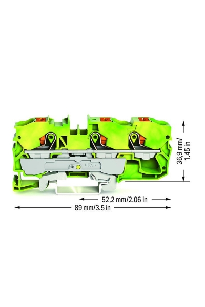 Wago 2210-1307 25 Adet 16mm2 Sarı Yeşil 3 iletkenli Basma Butonlu Topraklama Klemensi - Thumbnail