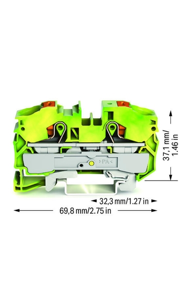 Wago 2216-1207 20 Adet 25mm2 Sarı Yeşil 2 İletkenli Basma Butonlu Topraklama Klemensi - Thumbnail