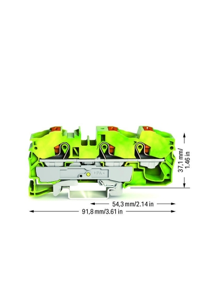 Wago 2216-1307 20 Adet 25mm2 Sarı Yeşil 3 iletkenli Basma Butonlu Topraklama Klemensi - Thumbnail
