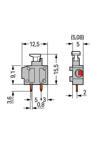 Wago 235-401/331-000 100 Adet 2.5mm2 Butonlu Tek Kutuplu Modüler Klemens - Thumbnail