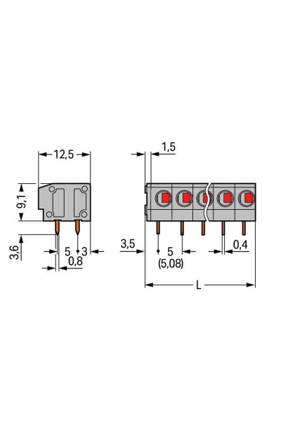 Wago 235-402 105 Adet 2.5mm2 2 Kutuplu Modüler Klemens - Thumbnail