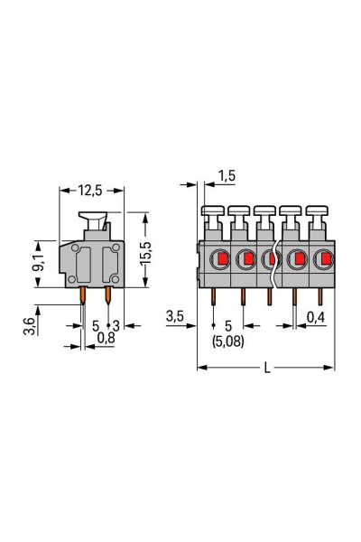 Wago 235-402/331-000 105 Adet 2.5mm2 Butonlu 2 Kutuplu Modüler Klemens - Thumbnail