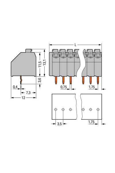 Wago 250-103 100 Adet 3.5mm Basma Düğmeli 1 İletkenli 3 Kutuplu PCB Klemens - Thumbnail
