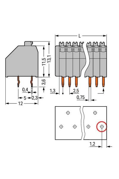 Wago 250-403 130 Adet 2.5mm Basma Düğmeli 1 İletkenli 3 Kutuplu PCB Klemens - Thumbnail