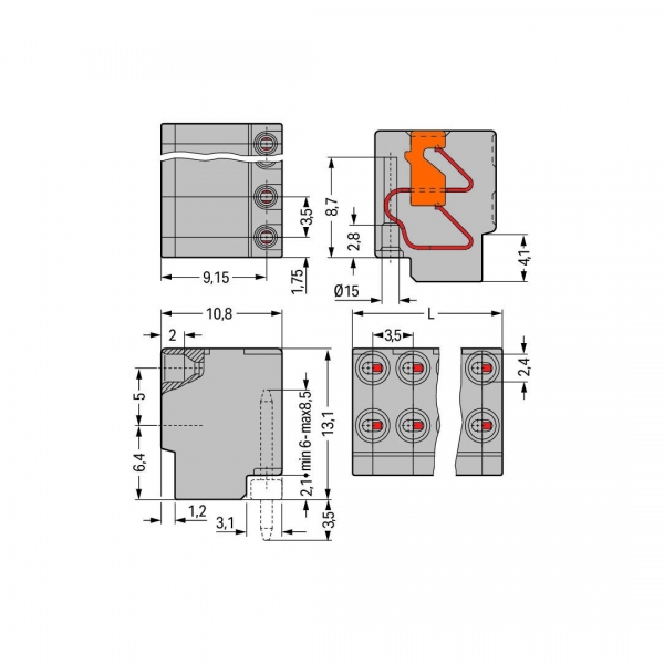 Wago 252-152 100 Adet 3.5mm 2 Kutuplu Dişi PCB Klemens - Thumbnail