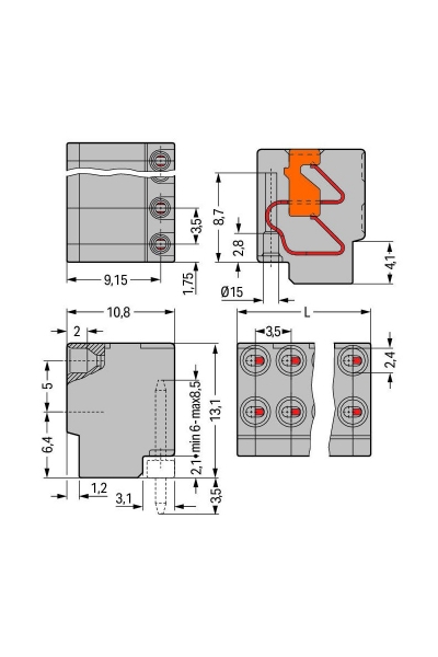 Wago 252-154 100 Adet 3.5mm 4 Kutuplu Dişi PCB Klemens - Thumbnail
