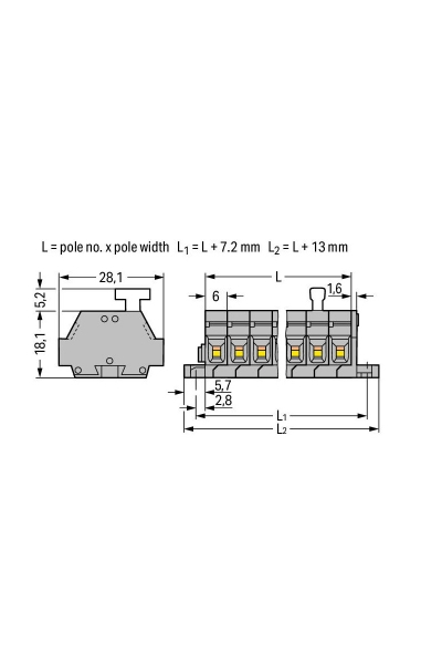 Wago 261-423/331-000 100 Adet 2.5mm2 Gri 3 Kutup 2 İletkenli Mini Klemens Dizisi - Thumbnail