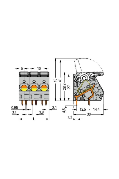Wago 2716-102 65 Adet 16mm2 Kollu 2 Kutuplu Yüksek Akım PCB Klemens - Thumbnail
