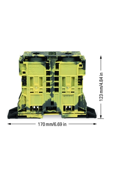 Wago 285-1167 4 Adet 25-185mm2 Sarı Yeşil 2 İletkenli Ray Klemens - Thumbnail