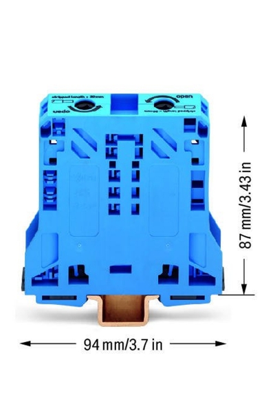 Wago 285-154 5 Adet 50-70mm2 Mavi 2 İletkenli Yüksek Akım Klemensi - Thumbnail