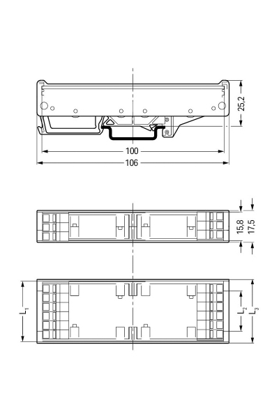 Wago 288-620 106mm Dış 100mm PCB Genişliği Ölçü 2 Alt Taban - Thumbnail
