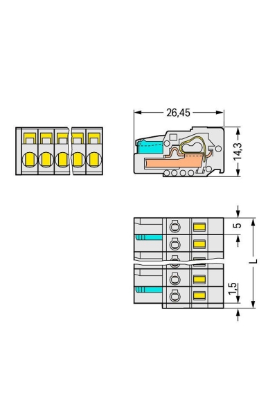 Wago 721-105/026-000 100 Adet 2.5mm2 MCS 5li Dişi Konnektör - Thumbnail
