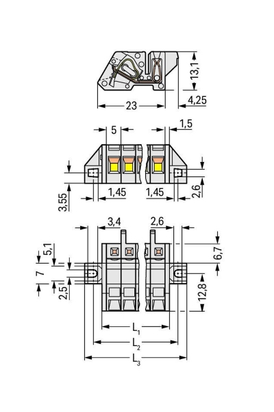 Wago 721-302/031-000 100 Adet 2.5mm2 Açılı Flanşlı MCS 2li Dişi Konnektör - Thumbnail