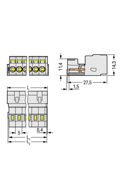 Wago 721-603 100 Adet 2.5mm2 MCS 3lü Erkek Konnektör - Thumbnail