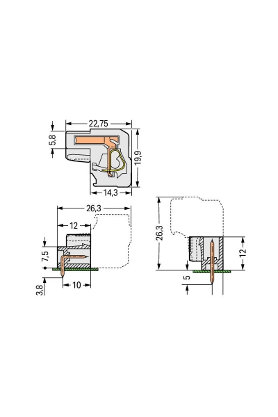 Wago 722-203/026-000 10 Adet 2.5mm2 90 Derece MCS 3lü Dişi Konnektör - Thumbnail