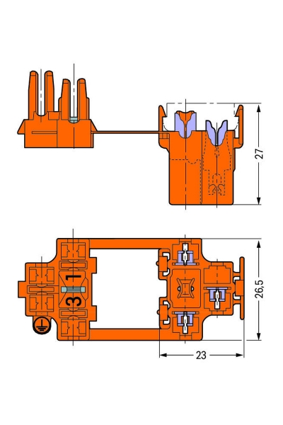 Wago 730-103 50 Adet Turuncu 3 Kutuplu IDC Soket - Thumbnail