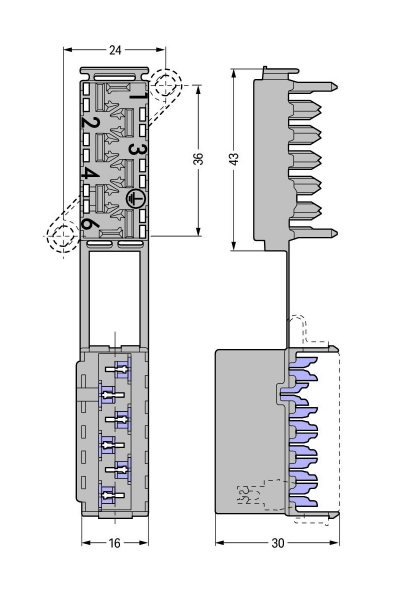 Wago 730-126 50 Adet Sabitleme Flanşlı 6 Kutuplu IDC Soket - Thumbnail