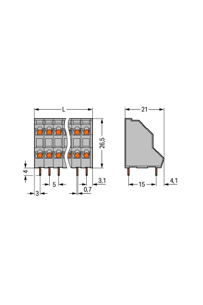 Wago 736-102 161 Adet 2.5mm2 2x2 Kutuplu Gri Çift Katlı PCB Klemens - Thumbnail