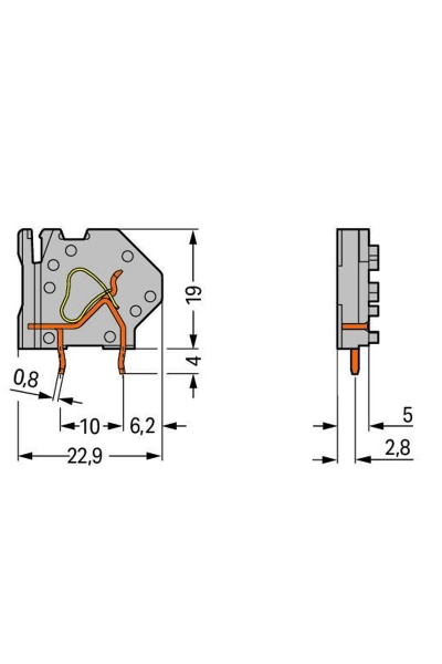Wago 745-808 50 Adet 4mm2 Açık Yeşil Tekli Modül Yüksek Akım PCB Klemens - Thumbnail