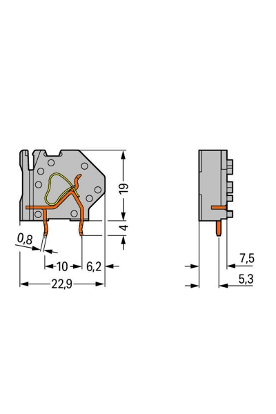 Wago 745-811 50 Adet 4mm2 Tekli Modül Gri Yüksek Akım PCB Klemens - Thumbnail