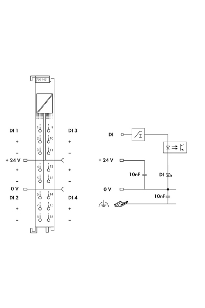 Wago 750-1421 24V DC 4 Kanal Dijital Giriş Modülü - Thumbnail