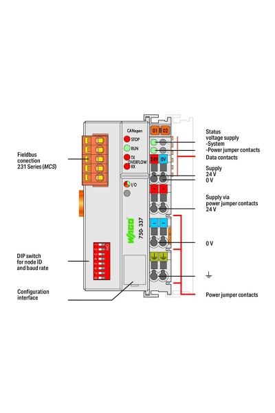 Wago 750-337 CANopen MCS 10 kBd-1 MBd Kuplör - Thumbnail