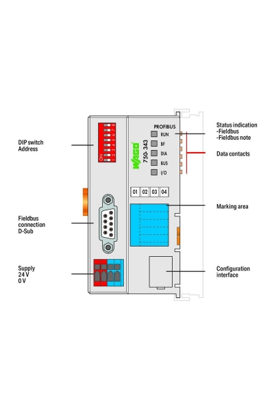 Wago 750-343 PROFIBUS DP ECO 12 Mbaud Kuplör - Thumbnail