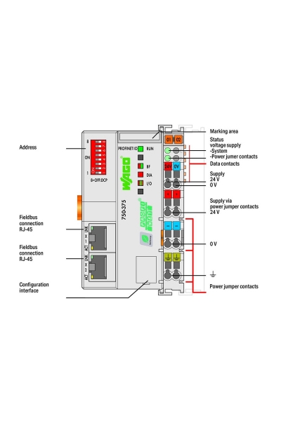 Wago 750-375/025-000 PROFINET IRT 2 Ethernet RJ45 Portlu Kuplör - Thumbnail
