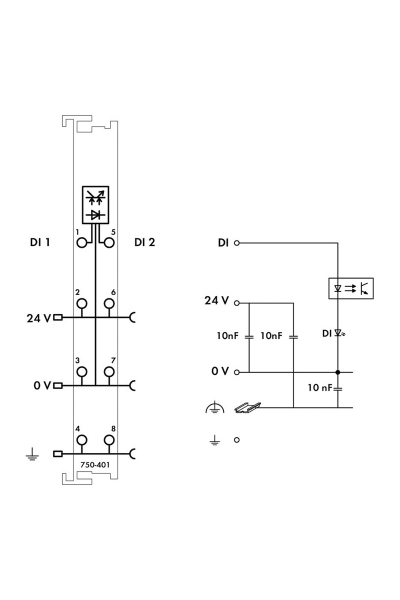 Wago 750-401 24 V DC 2 Kanal Dijital Giriş Modülü - Thumbnail