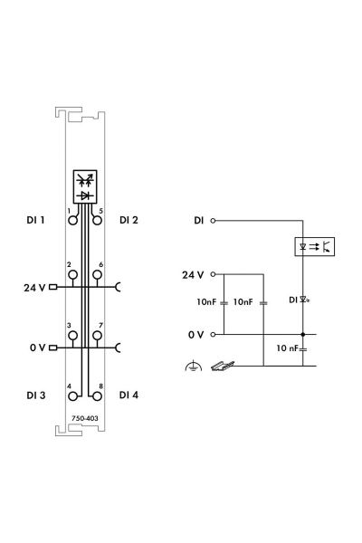 Wago 750-403 24 V DC 4 Kanal Dijital Giriş Modülü - Thumbnail