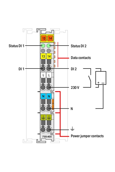 Wago 750-405 230 V AC 2 Kanal Dijital Giriş Modülü - Thumbnail
