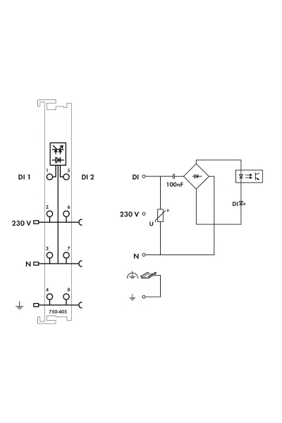 Wago 750-405 230 V AC 2 Kanal Dijital Giriş Modülü - Thumbnail