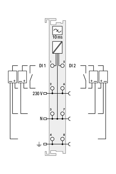 Wago 750-405 230 V AC 2 Kanal Dijital Giriş Modülü - Thumbnail