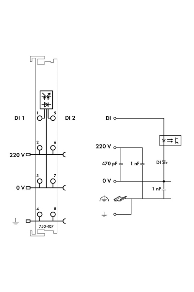Wago - Wago 750-407 220 V DC 2 Kanal Dijital Giriş Modülü Wago 750-407 220 V DC 2 Kanal Dijital Giriş Modülü - Thumbnail
