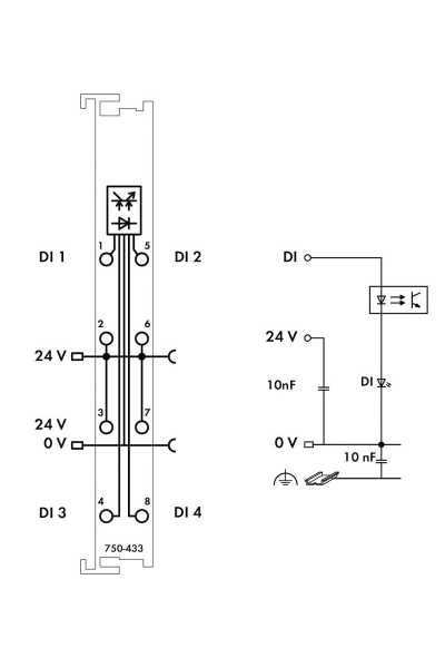 Wago 750-433 24V DC 4 Kanal Dijital Giriş Modülü - Thumbnail