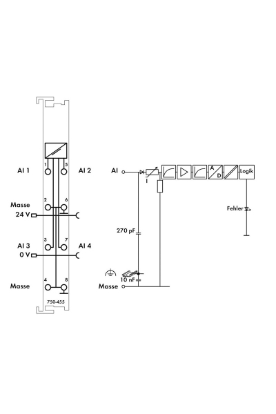 Wago 750-455 4-20 mA Dc Tek Uçlu 4 Kanal Analog Giriş Modülü - Thumbnail